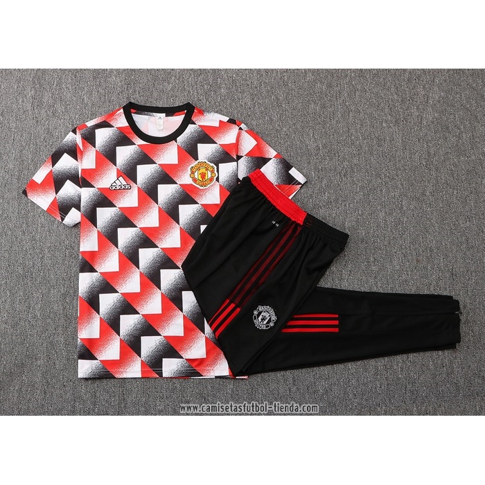 Chandal del Manchester United 2022 2023 Manga Corta Negro y Rojo
